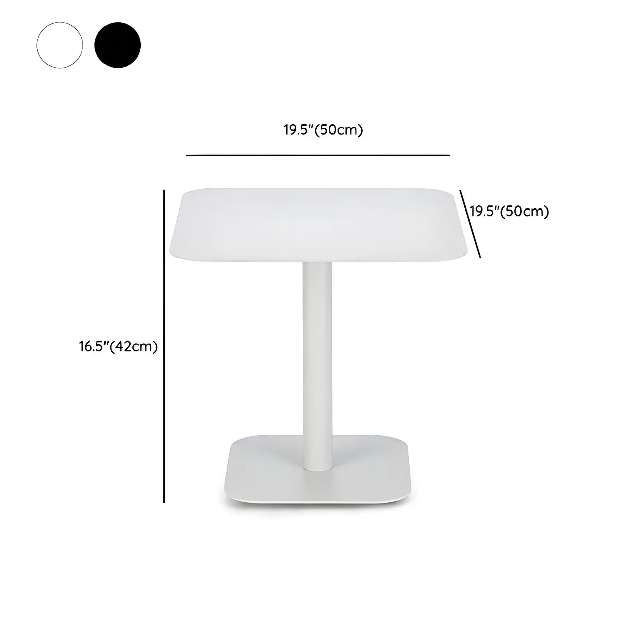 Square White Metal Pedestal Outdoor End Table