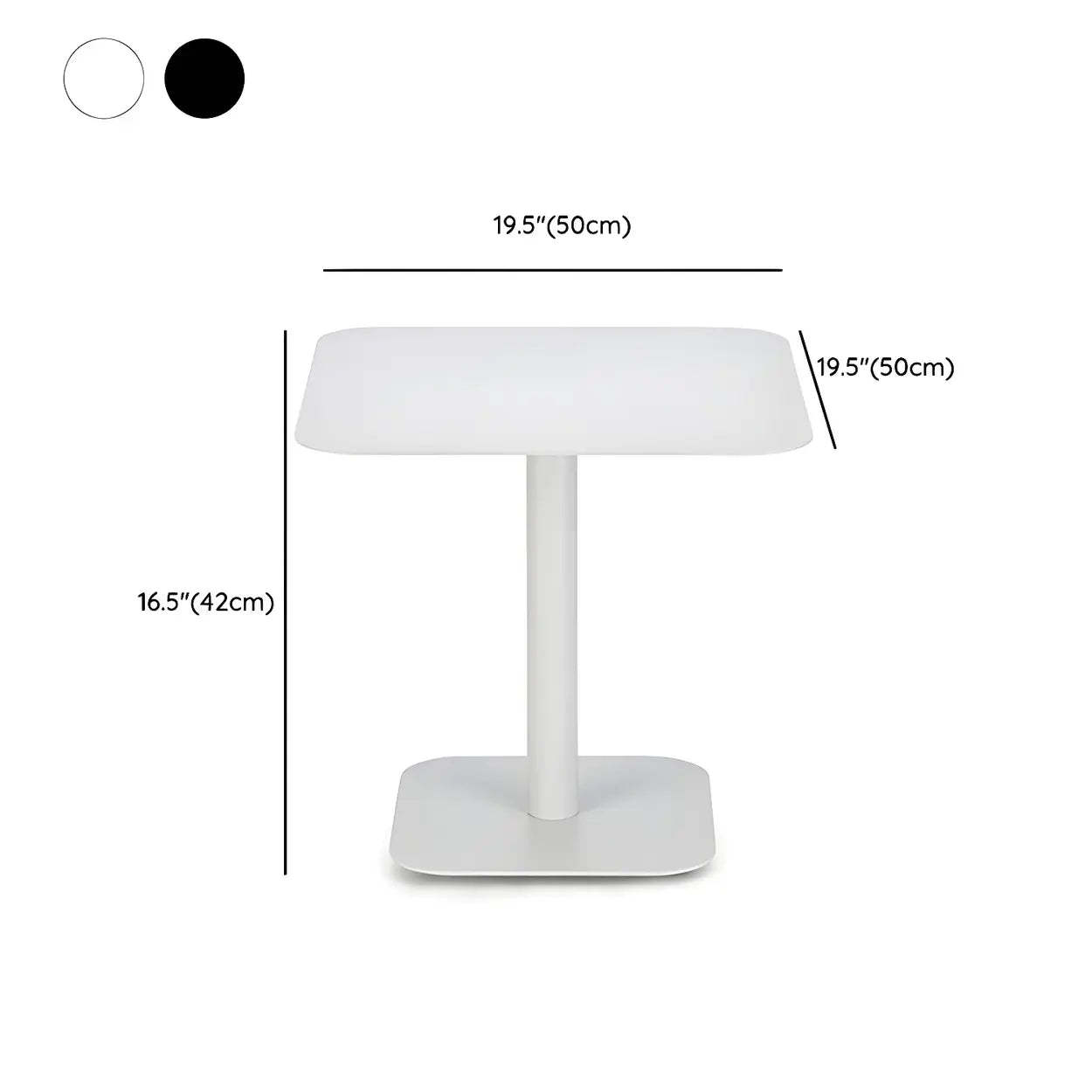 Square White Metal Pedestal Outdoor End Table