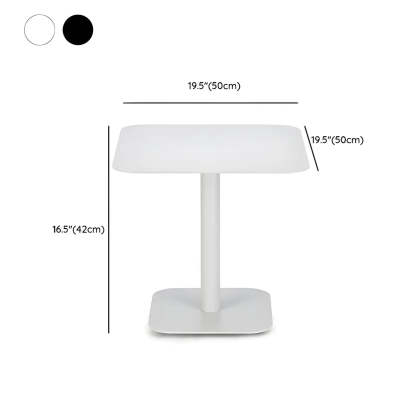 Square White Metal Pedestal Outdoor End Table