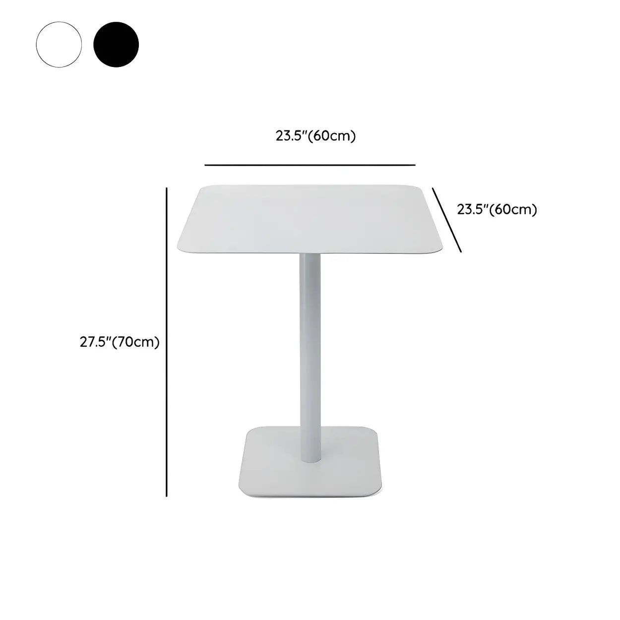Square White Metal Pedestal Outdoor End Table
