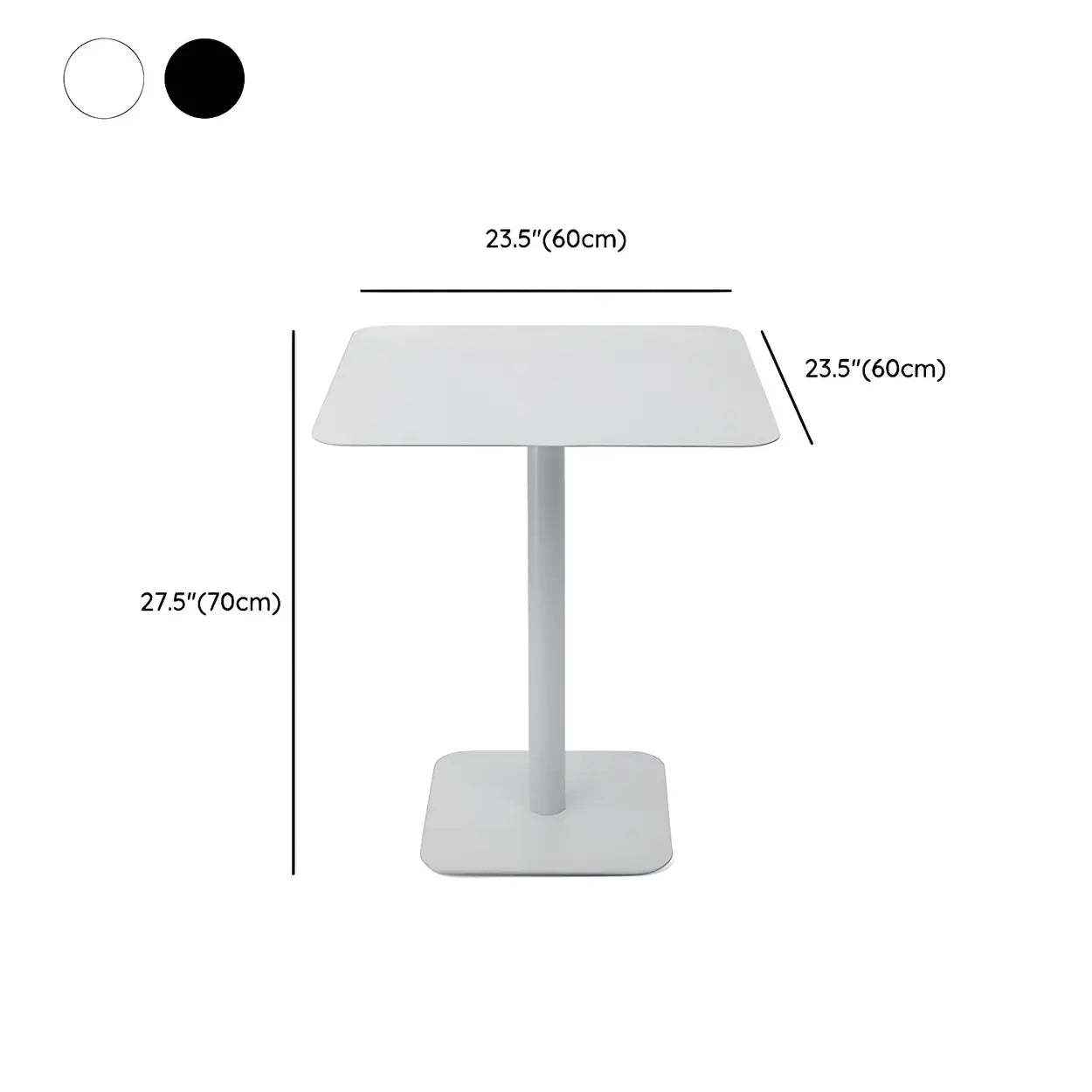 Square White Metal Pedestal Outdoor End Table