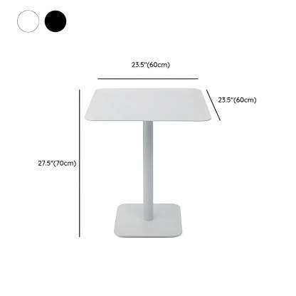 Square White Metal Pedestal Outdoor End Table