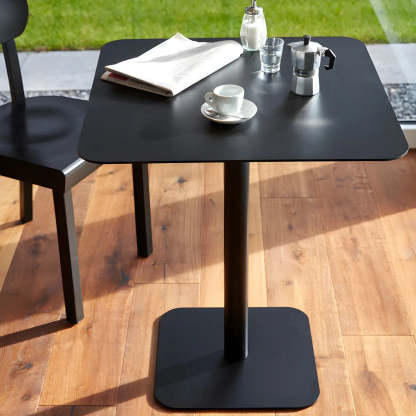 Square White Metal Pedestal Outdoor End Table — White / 1