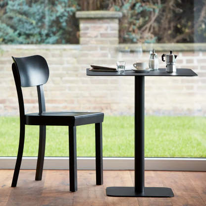 Square White Metal Pedestal Outdoor End Table — Black / 1