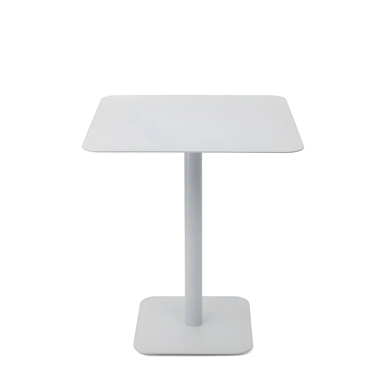 Square White Metal Pedestal Outdoor End Table — Black / 2