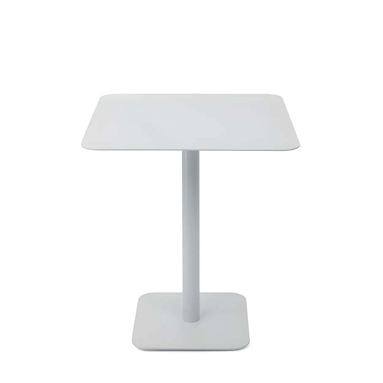 Square White Metal Pedestal Outdoor End Table — Black / 2