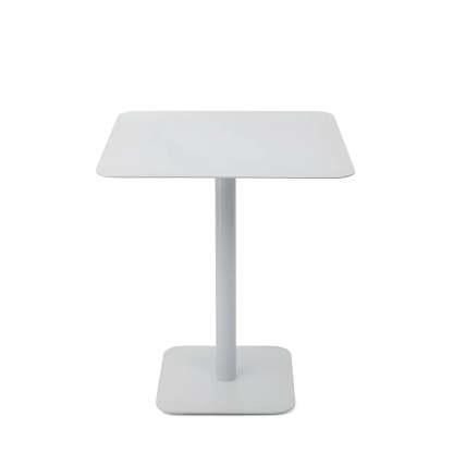 Square White Metal Pedestal Outdoor End Table — Black / 2
