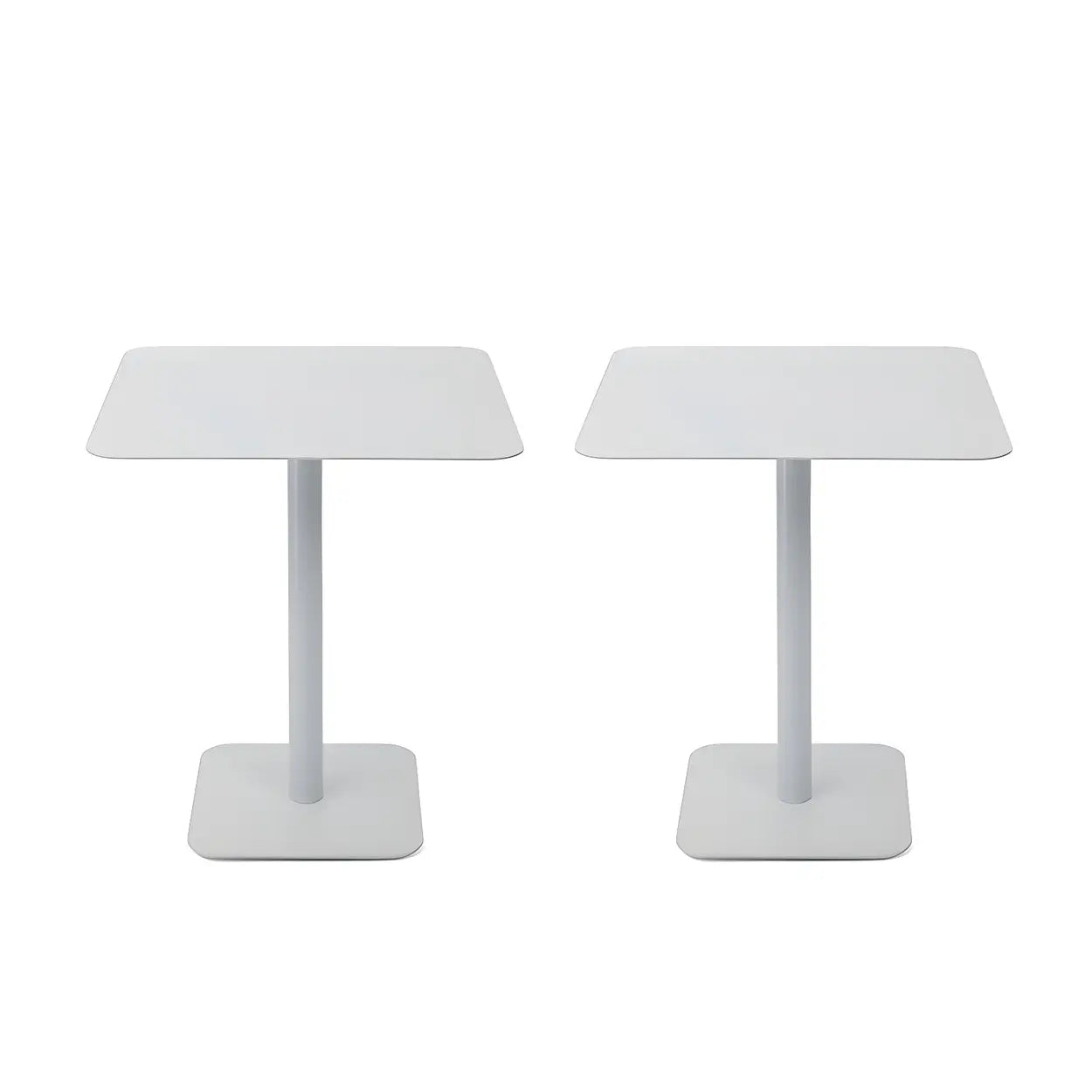 Square White Metal Pedestal Outdoor End Table — White / 1