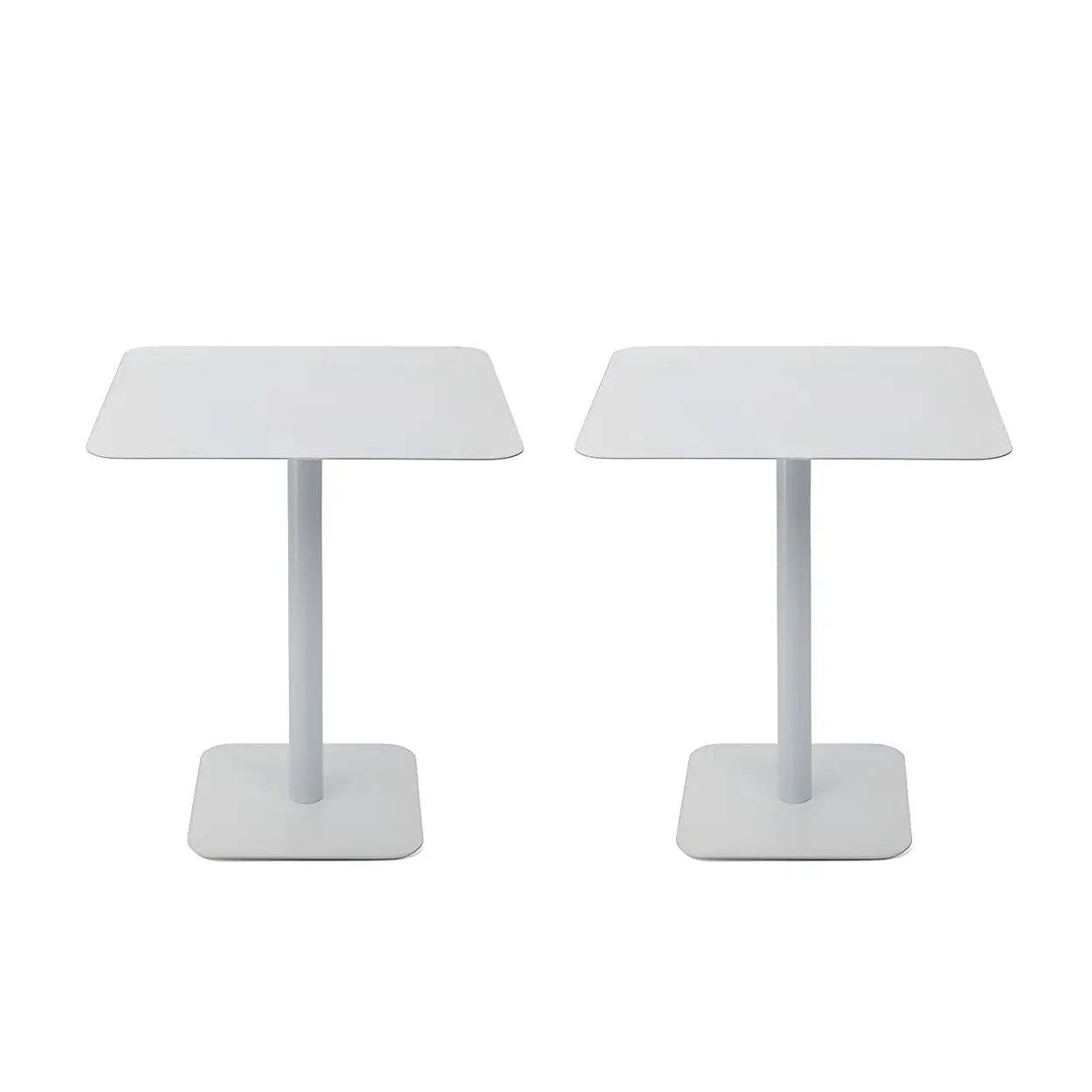 Square White Metal Pedestal Outdoor End Table — White / 1
