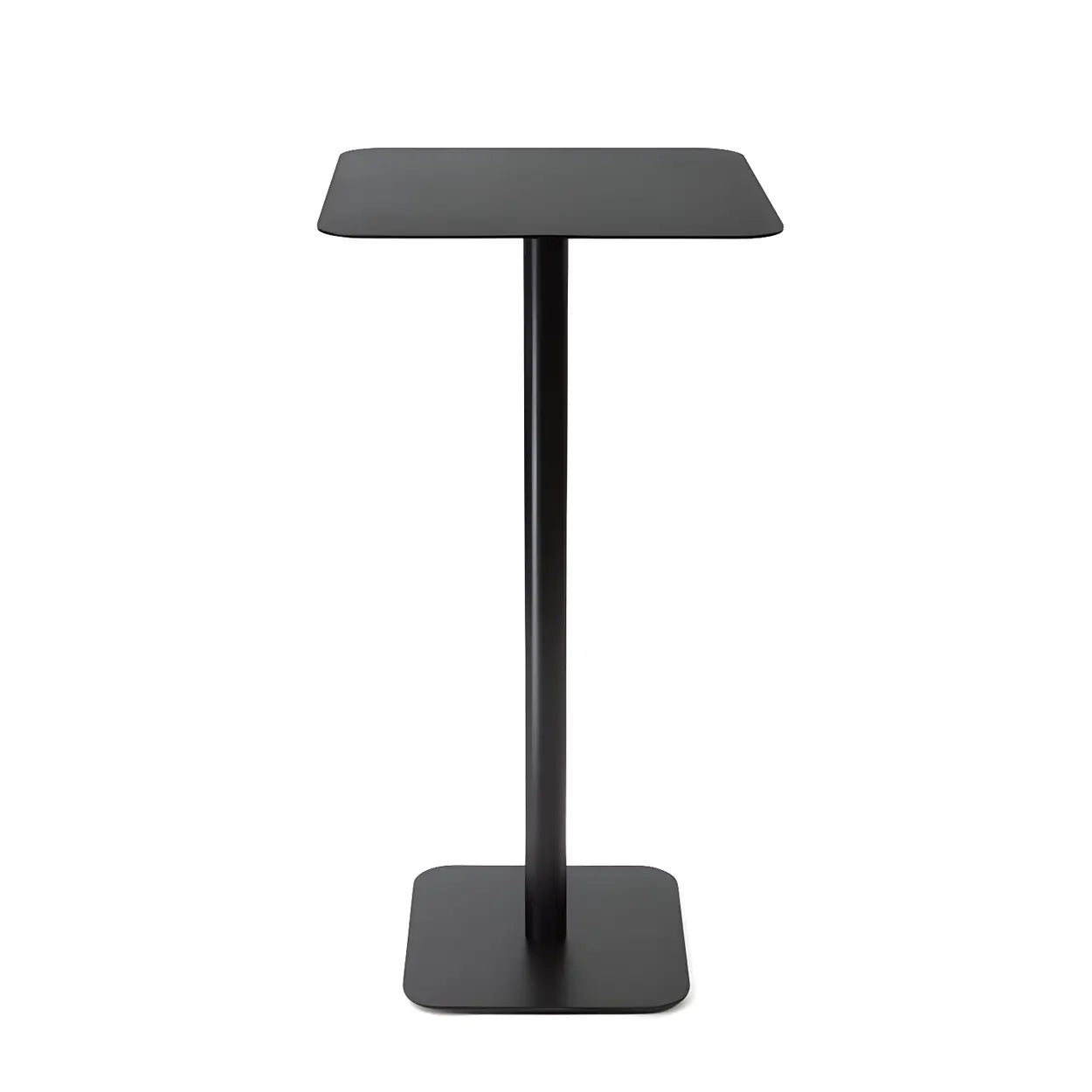 Square White Metal Pedestal Outdoor End Table — Black / 1