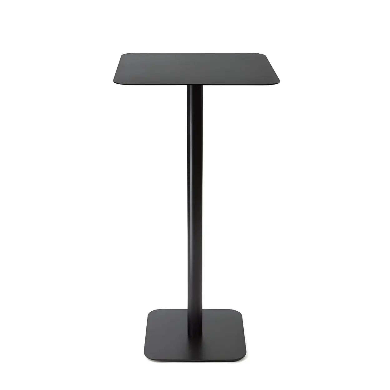 Square White Metal Pedestal Outdoor End Table — Black / 1