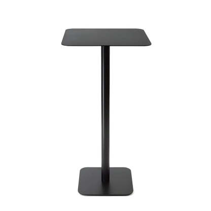 Square White Metal Pedestal Outdoor End Table — Black / 1