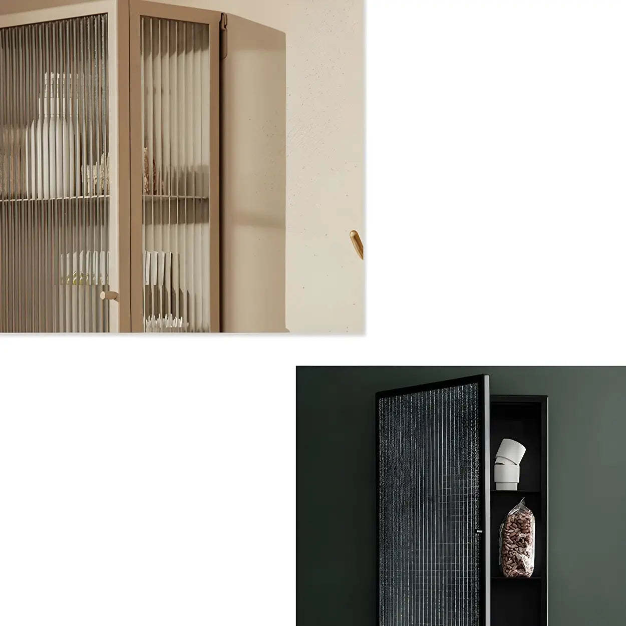 Black Square Metal Wall-Mount Dining China Cabinet