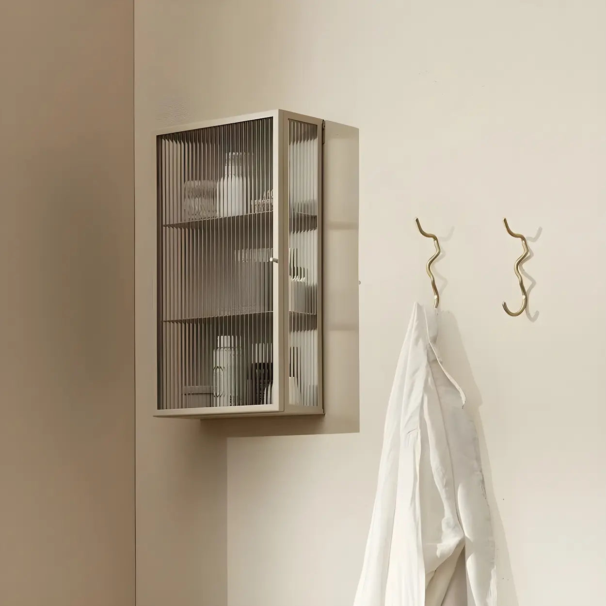 Black Square Metal Wall-Mount Dining China Cabinet — Black / Right