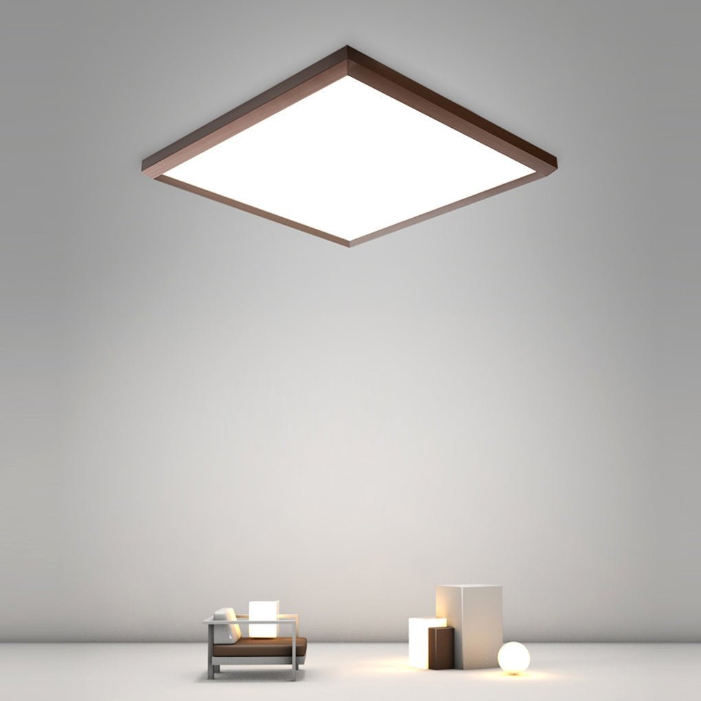 Square Modern Brown Frame Dimmable Flush Mount