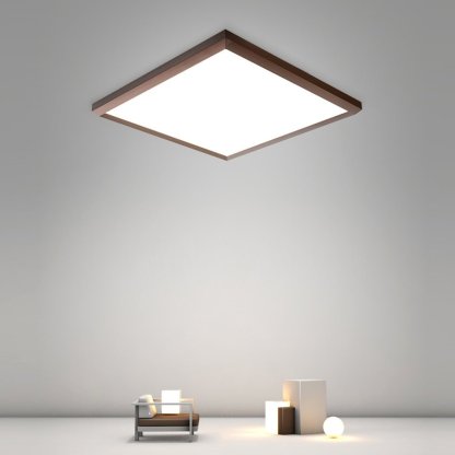 Square Modern Brown Frame Dimmable Flush Mount