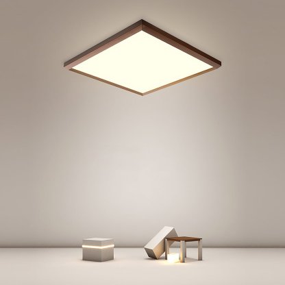 Square Modern Brown Frame Dimmable Flush Mount