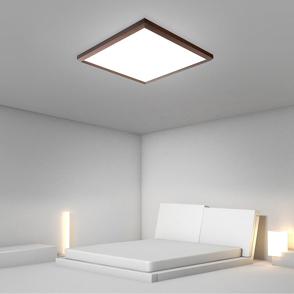 Square Modern Brown Frame Dimmable Flush Mount