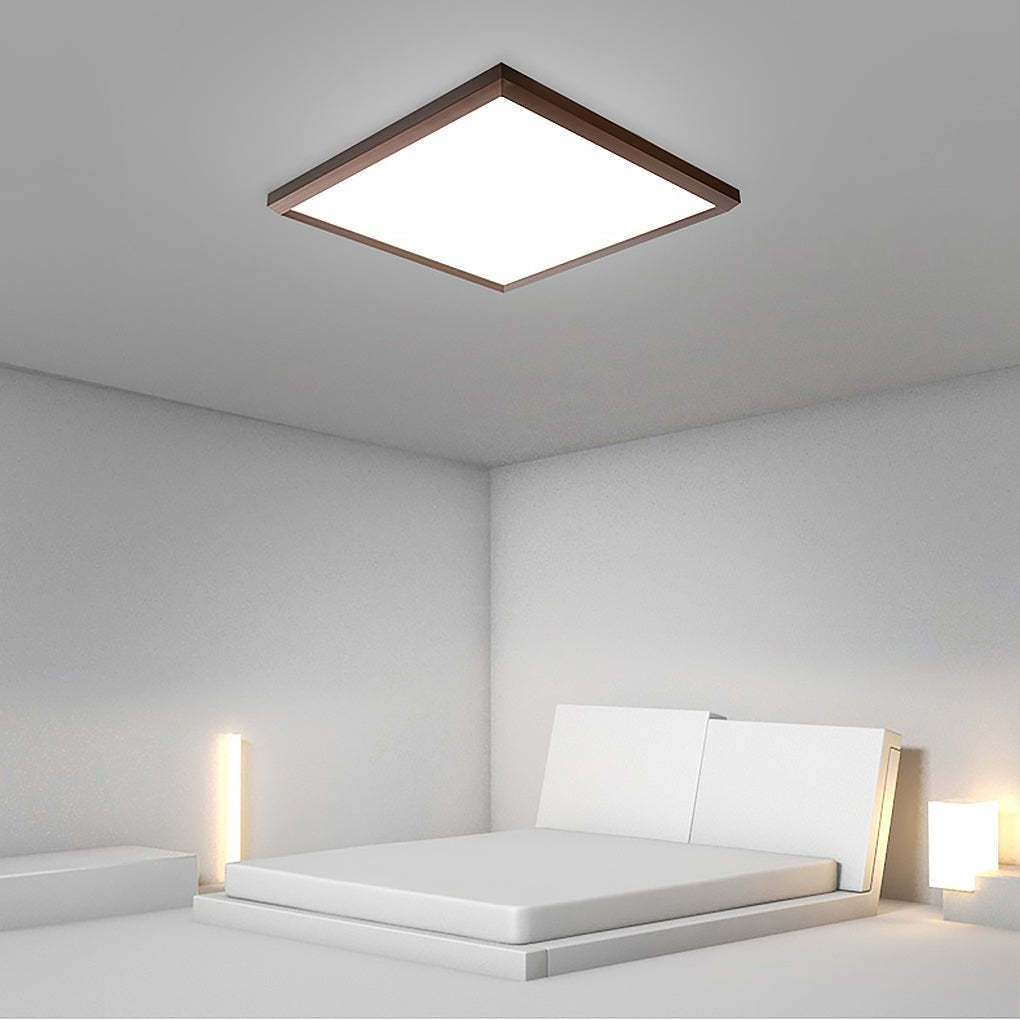 Square Modern Brown Frame Dimmable Flush Mount