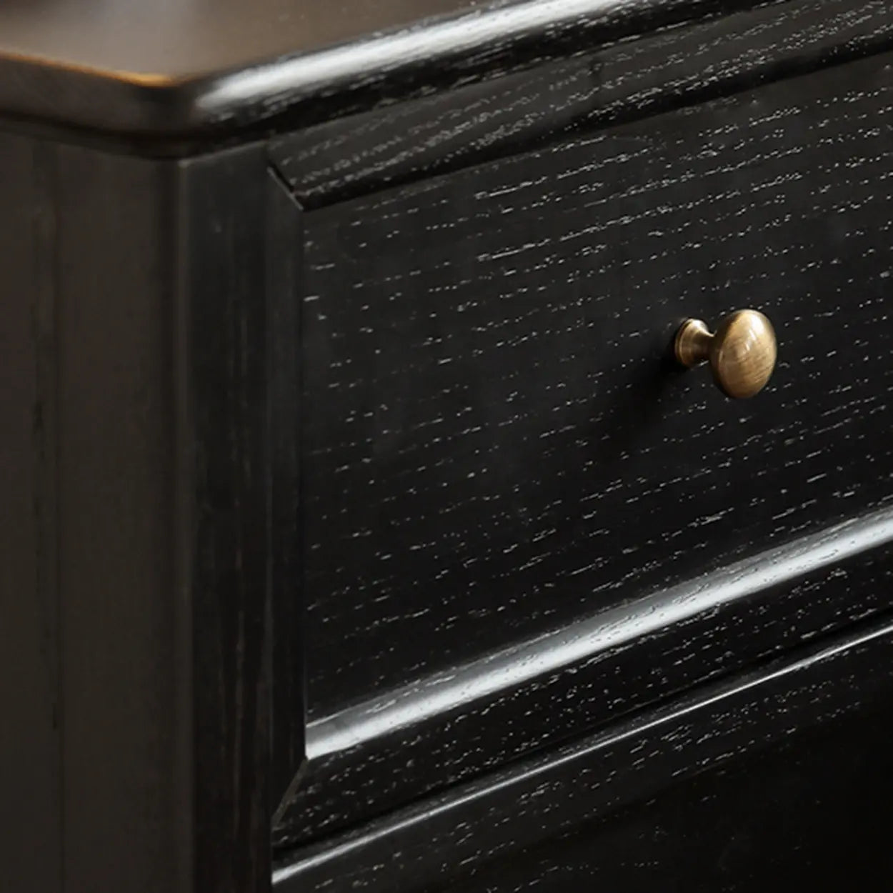 Black Square Oak 2-Drawer Bedside Cabinet