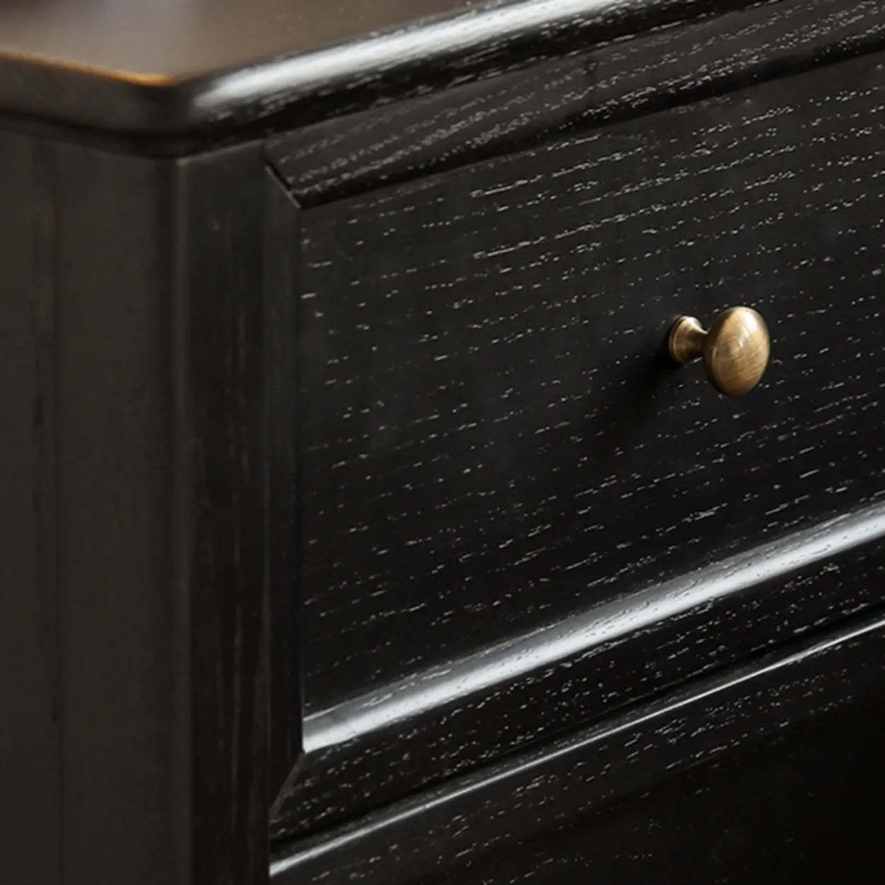 Black Square Oak 2-Drawer Bedside Cabinet