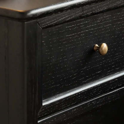 Black Square Oak 2-Drawer Bedside Cabinet