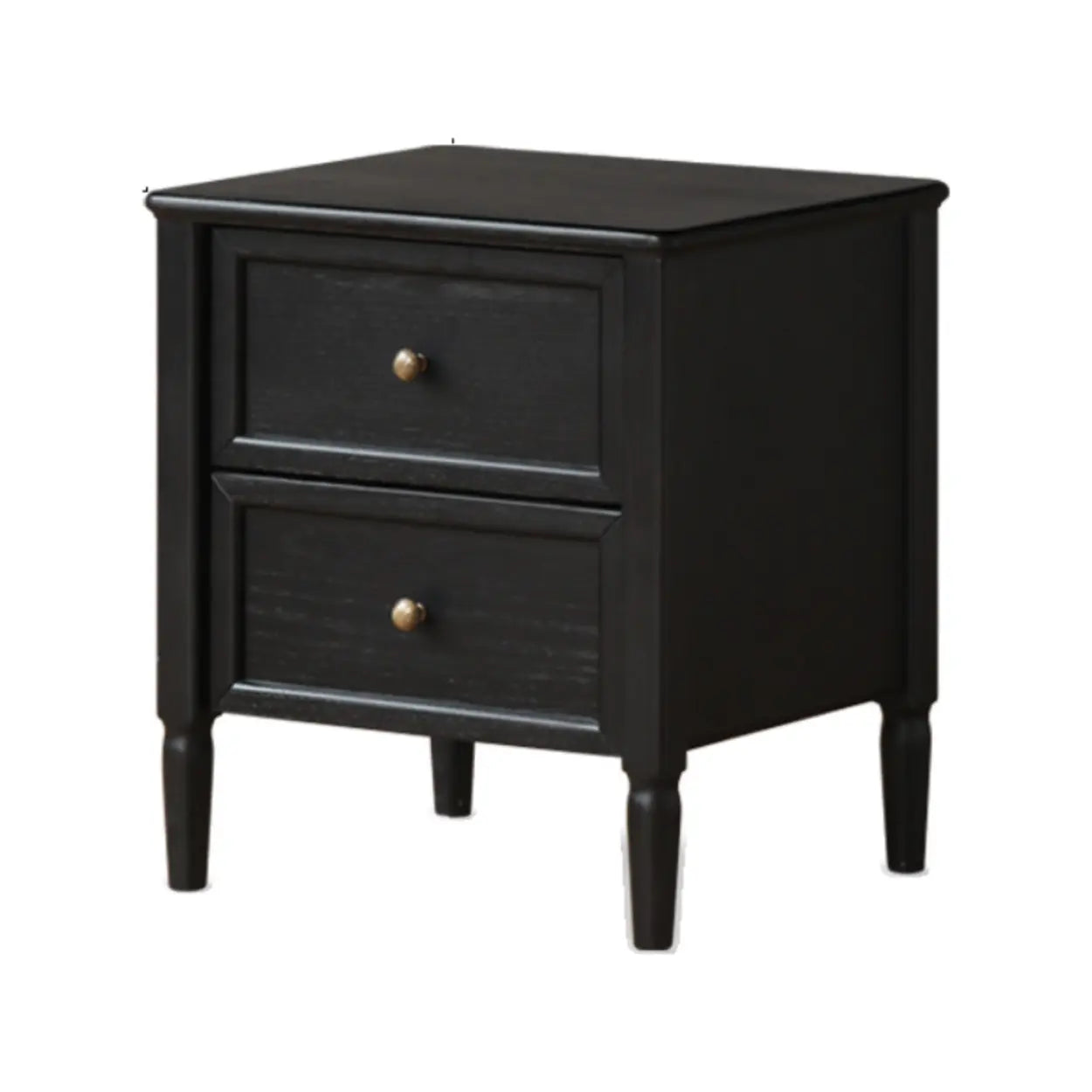 Modern frame 2-drawer black wood glass nightstands