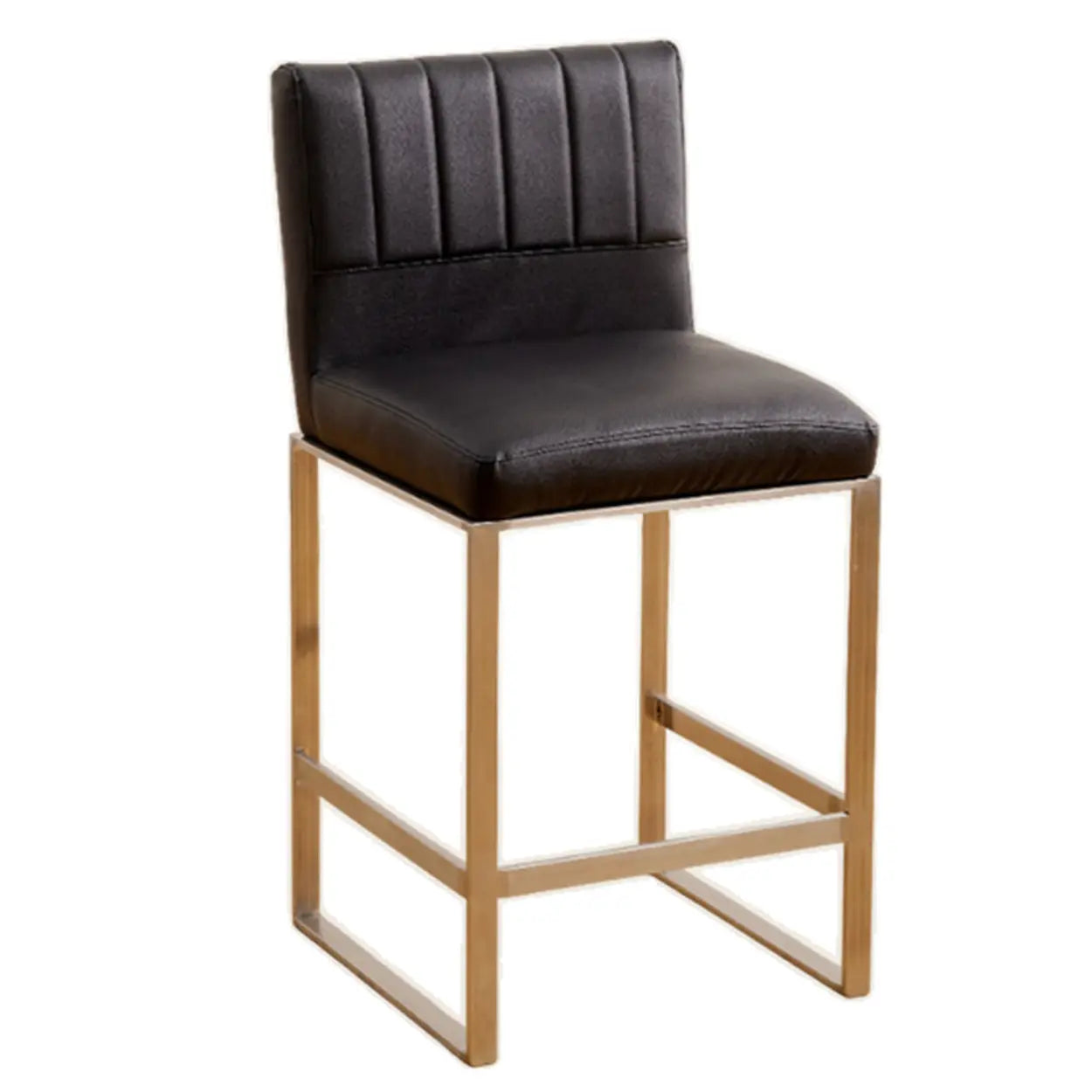 Square Sled Base Faux Leather Armless Bar Stool — Off-White