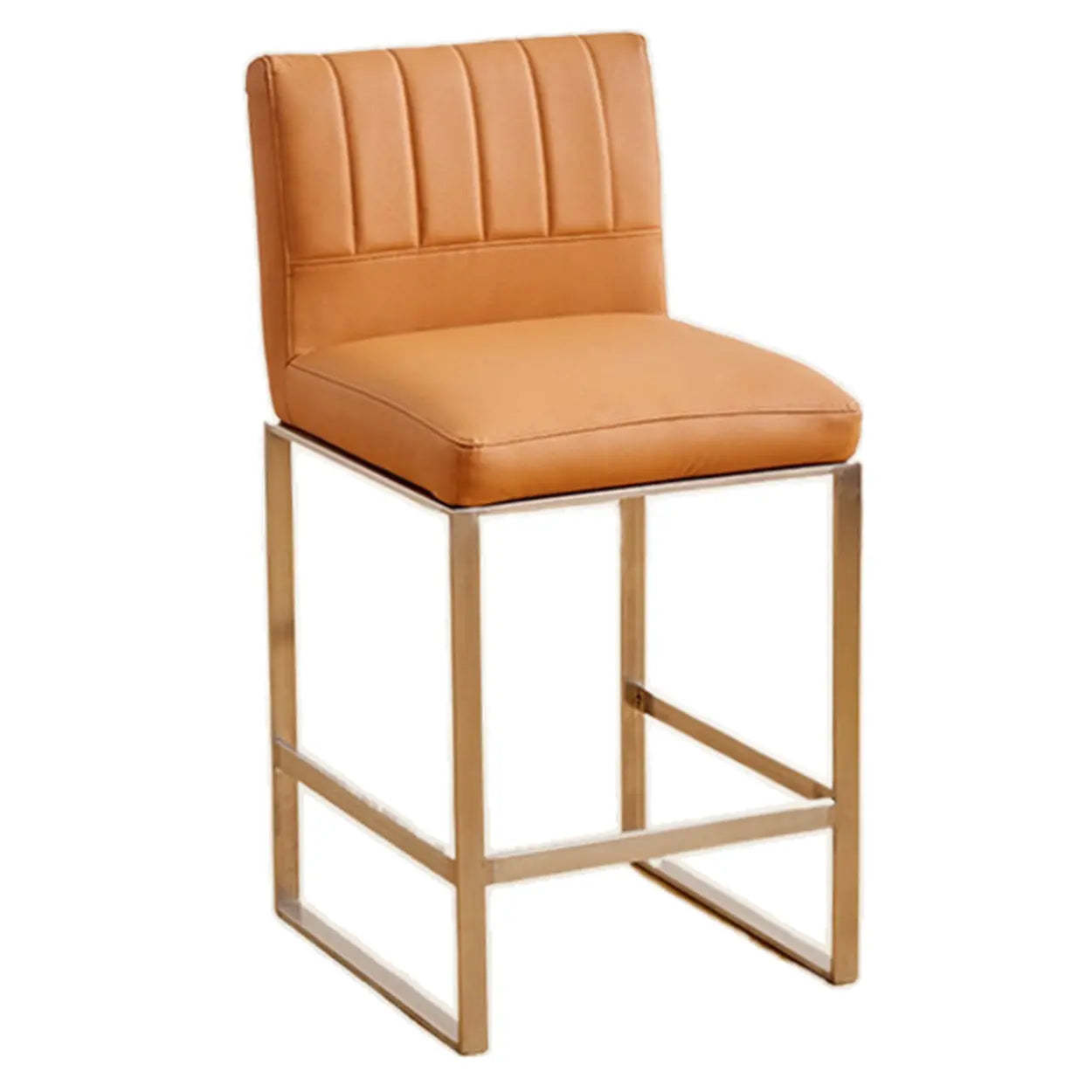 Square Sled Base Faux Leather Armless Bar Stool — Orange