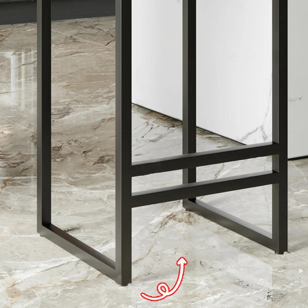 Square Upholstered Metal-Sled Bar Stool with Footrest