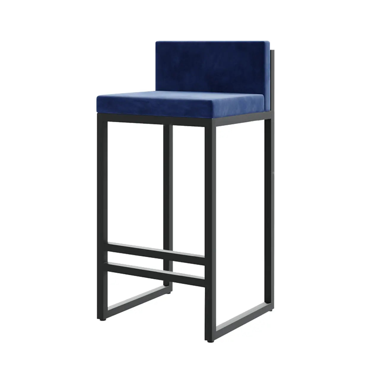 Square Upholstered Metal-Sled Bar Stool with Footrest
