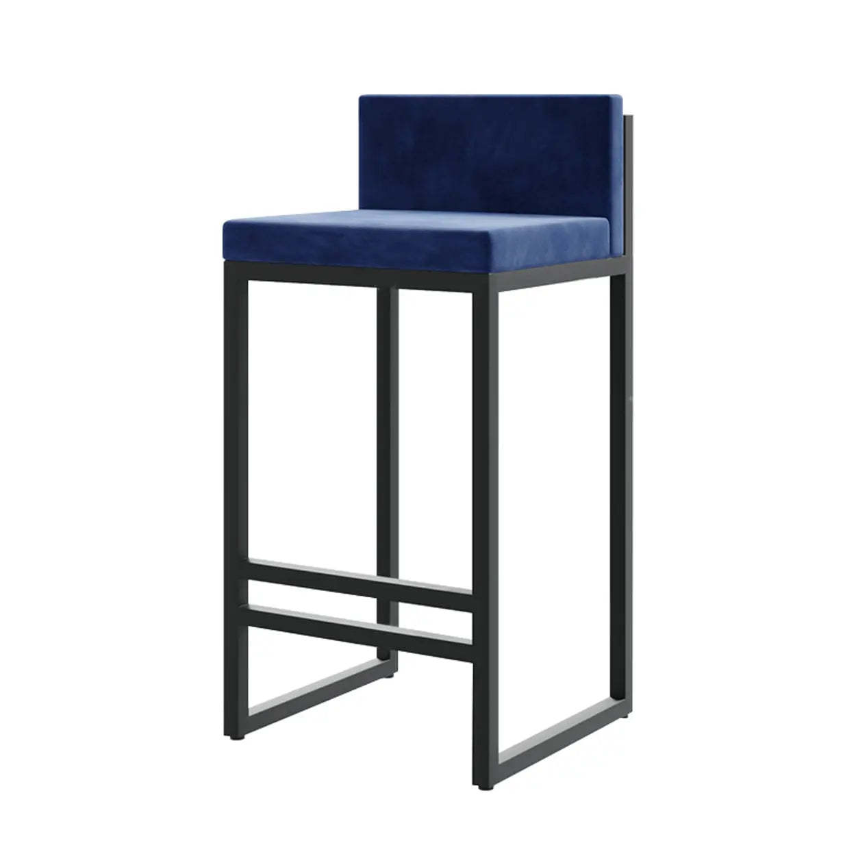 Square Upholstered Metal-Sled Bar Stool with Footrest