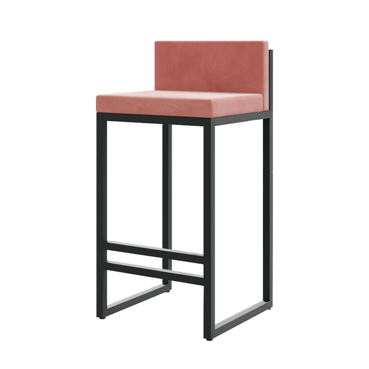 Square Upholstered Metal-Sled Bar Stool with Footrest