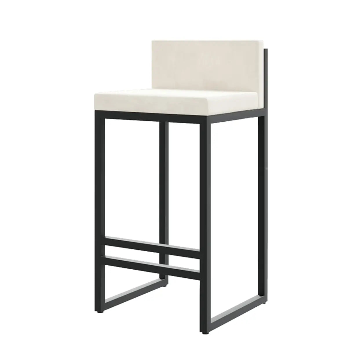Square Upholstered Metal-Sled Bar Stool with Footrest