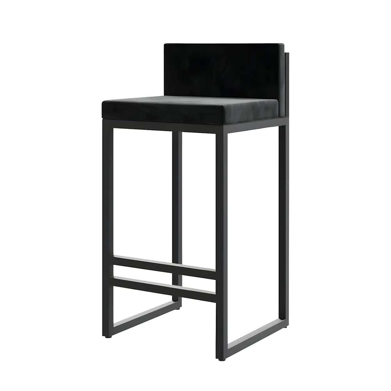 Square Upholstered Metal-Sled Bar Stool with Footrest — Blue / 1 Piece
