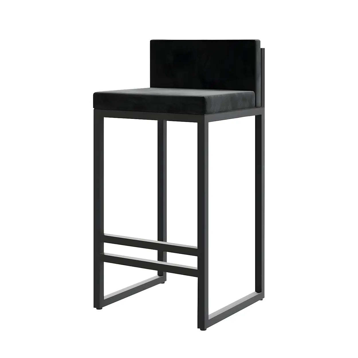 Modern metal-sled upholstered black bar & counter stools