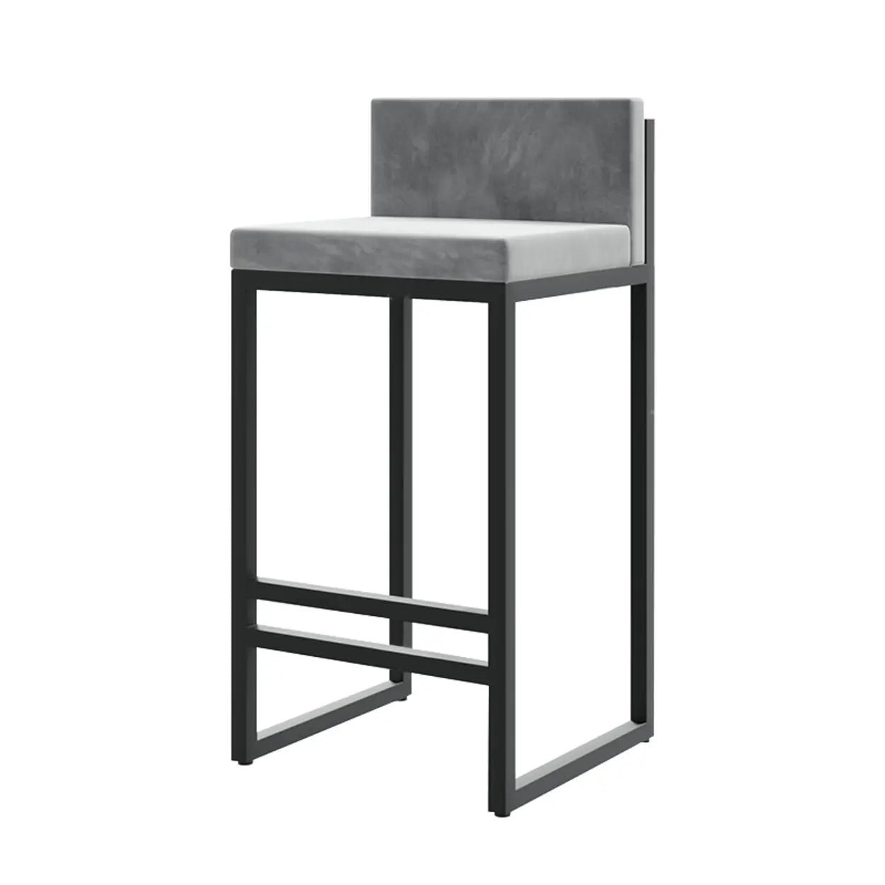 Square Upholstered Metal-Sled Bar Stool with Footrest — Grey / 1 Piece