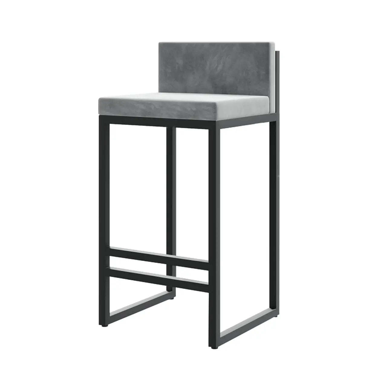 Square Upholstered Metal-Sled Bar Stool with Footrest — Grey / 1 Piece