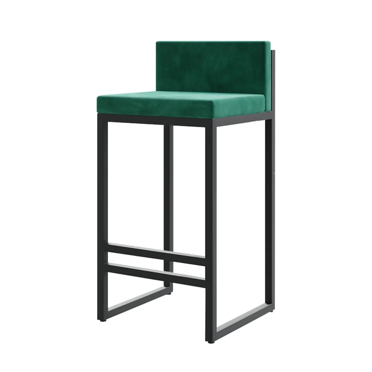 Square Upholstered Metal-Sled Bar Stool with Footrest
