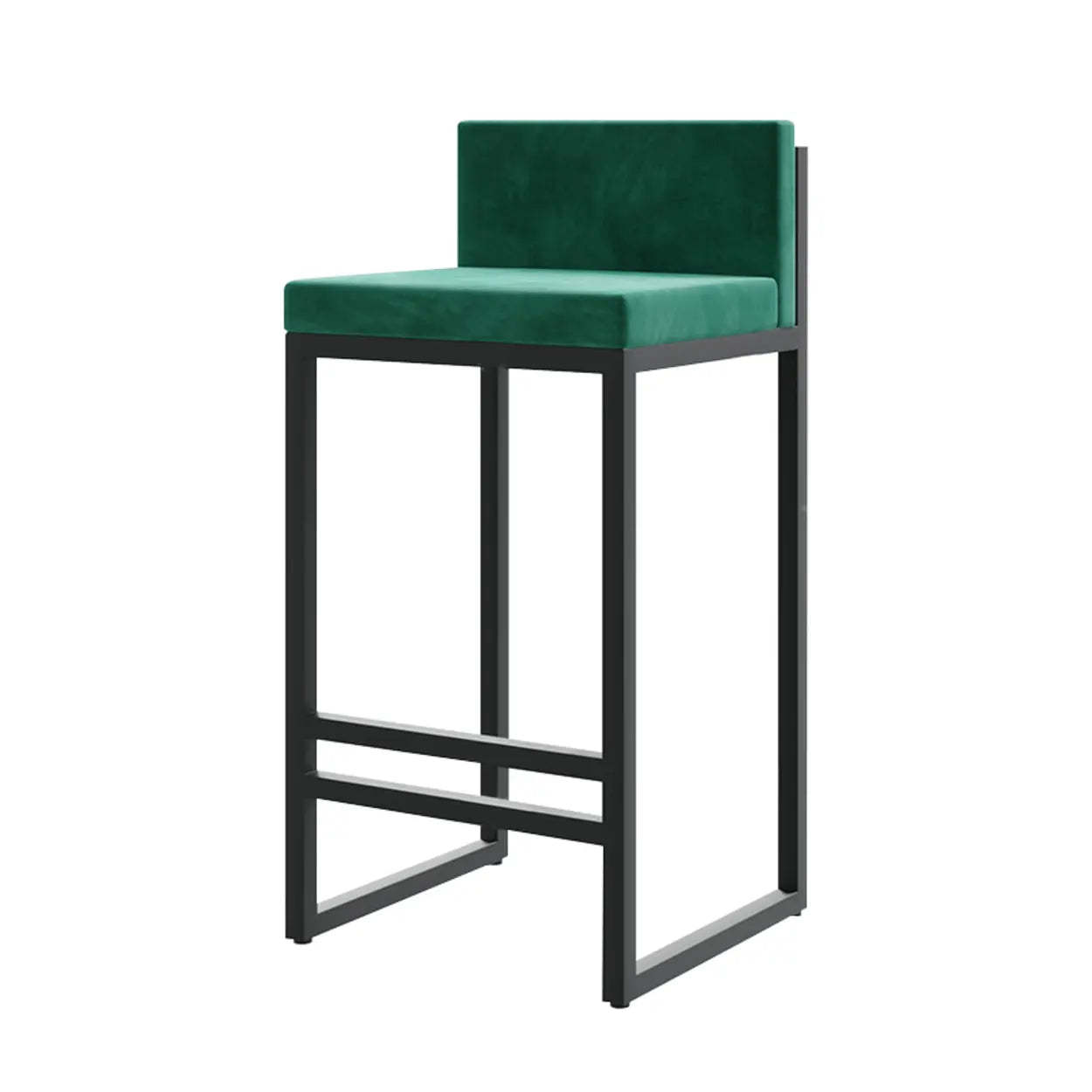 Square Upholstered Metal-Sled Bar Stool with Footrest
