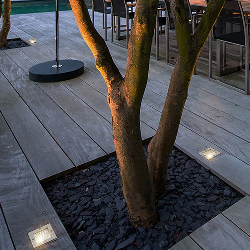 Square 90-260V In-Wall Recessed 4W LED Step Lights for Outdoor Stairs, Deck, and Patio-Lighom