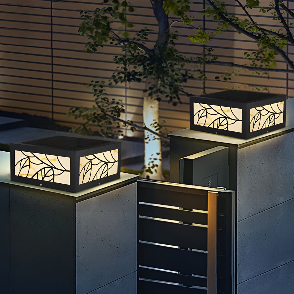 Square Modern LED Solar Outdoor Deck Pillar Light