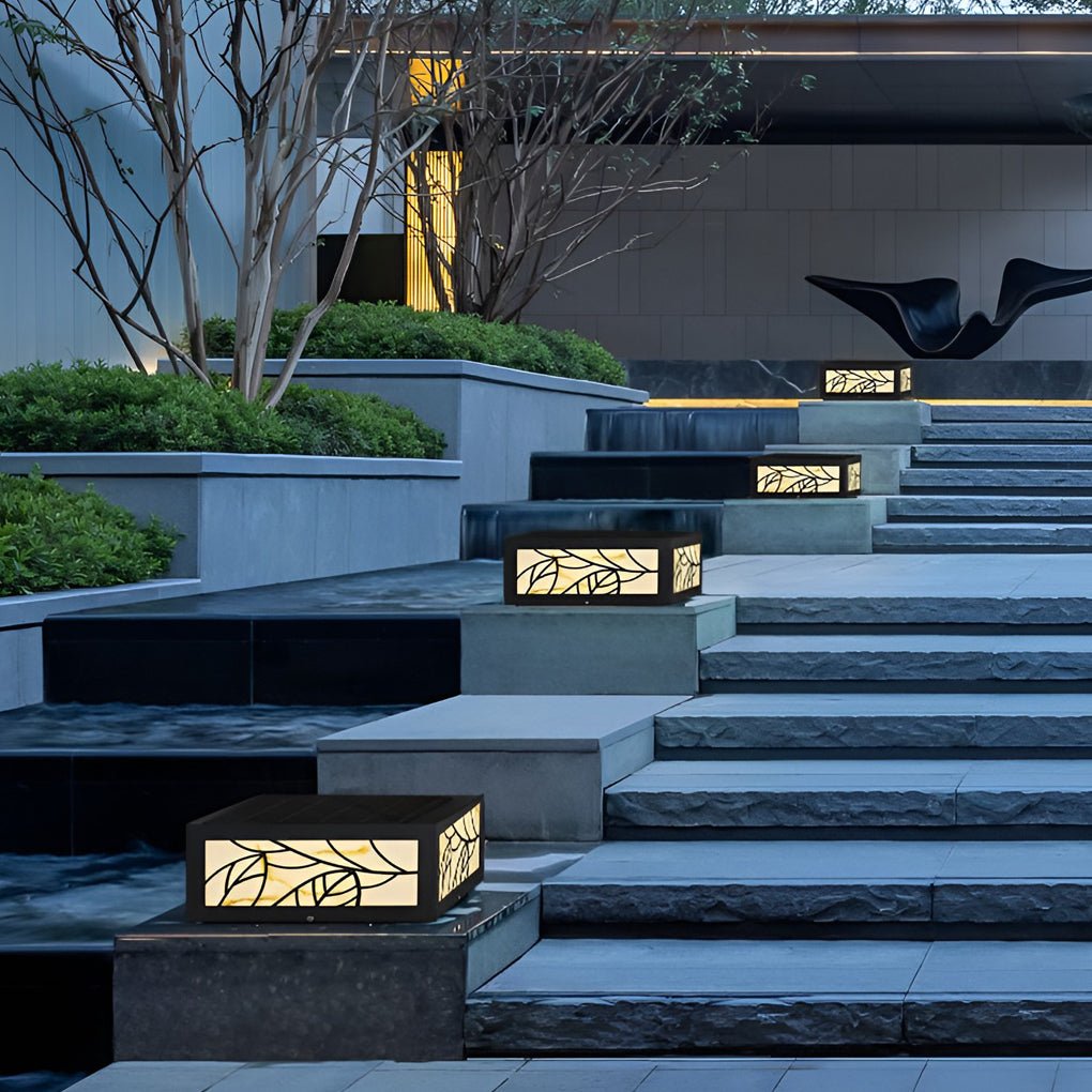 Square Modern LED Solar Outdoor Deck Pillar Light