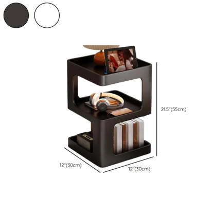 White Tray-Top Square End Table with Shelves