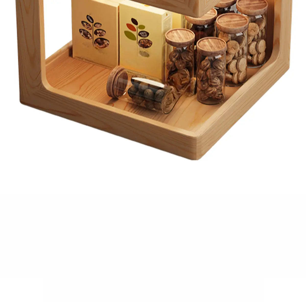 Square Wood 2-Tier Cream Side Table