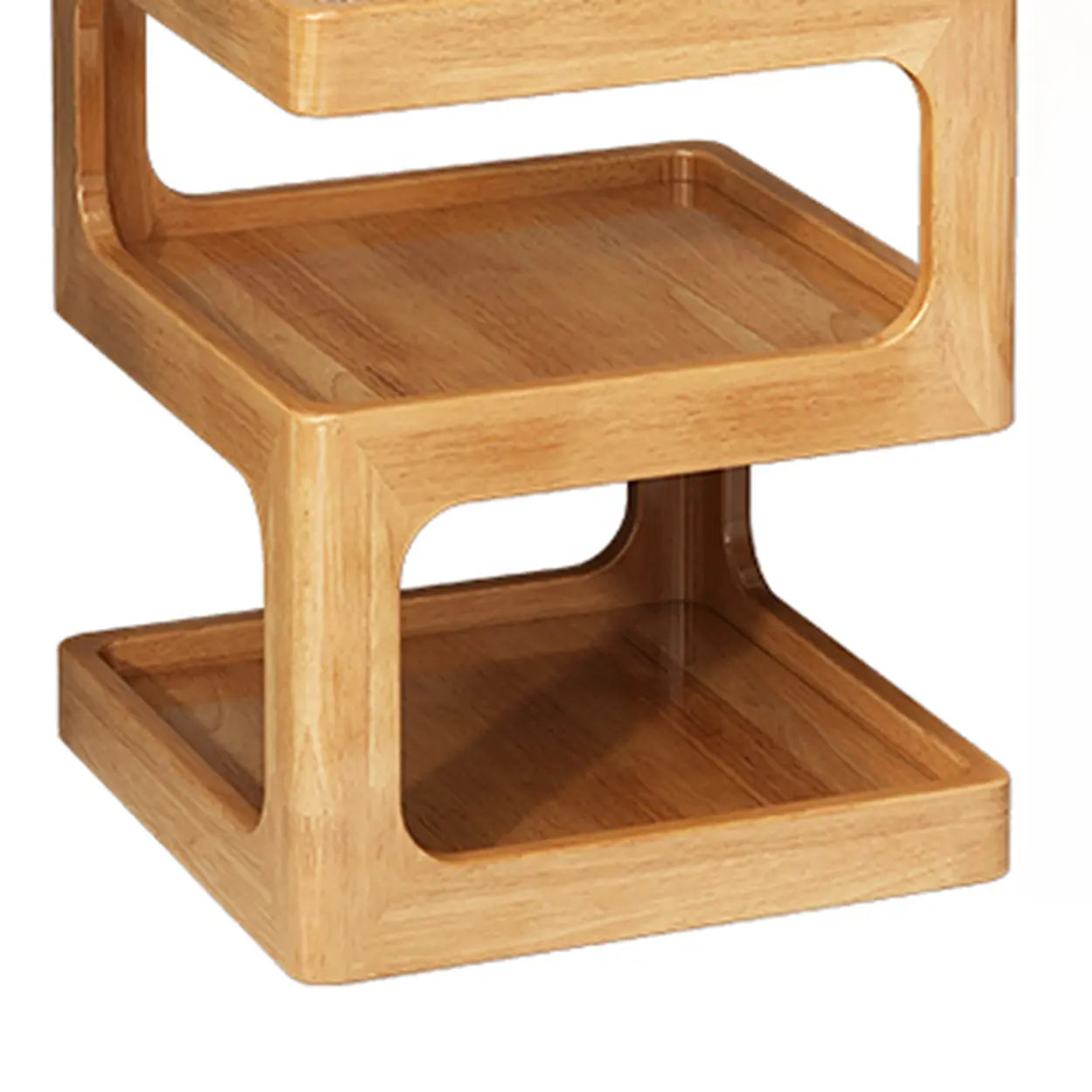 Square Wood 2-Tier Cream Side Table — Nut-Brown