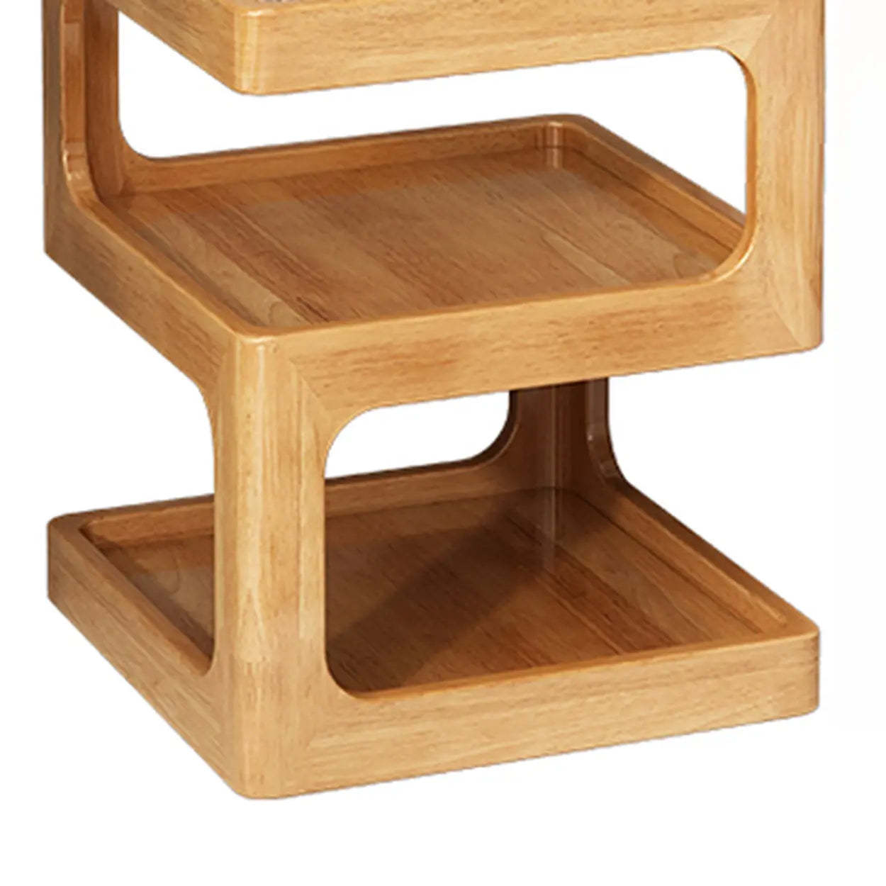 Square Wood 2-Tier Cream Side Table — Nut-Brown