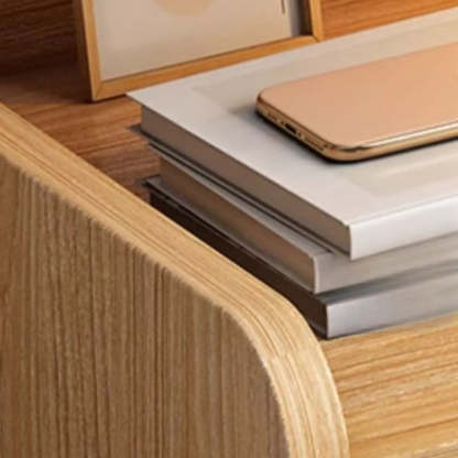 Wood 2-Drawer Nightstand with Open Shelves