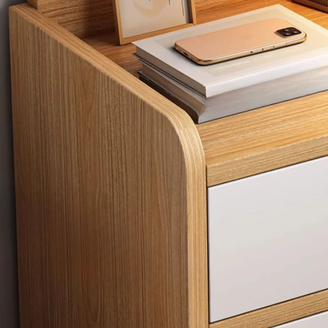 Wood 2-Drawer Nightstand with Open Shelves