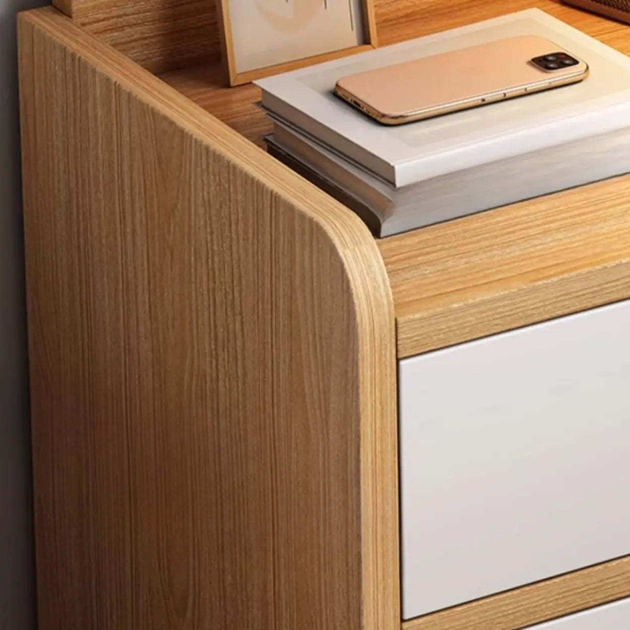 Wood 2-Drawer Nightstand with Open Shelves
